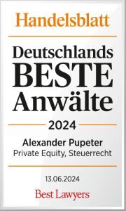 HB_Dtld_Beste_Anwaelte2024_Alexander_Pupeter Bester Anwalt Steuerrecht Private Equity Handelsblatt Auszeichnung 2024